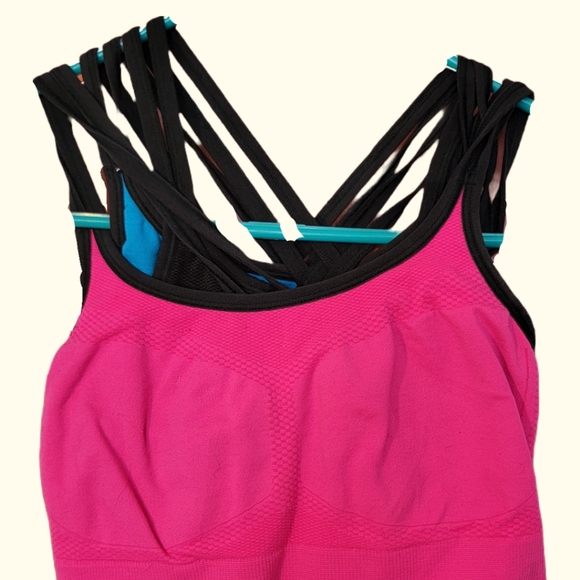 SET OF 3 ☆ Champion Criss-Cross Sports Bra ☆ Med ☆ Bright ☆Pink Blue Black ☆ - Picture 2 of 9